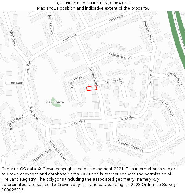 3, HENLEY ROAD, NESTON, CH64 0SG: Location map and indicative extent of plot