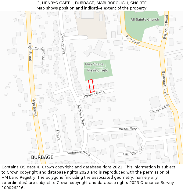 3, HENRYS GARTH, BURBAGE, MARLBOROUGH, SN8 3TE: Location map and indicative extent of plot