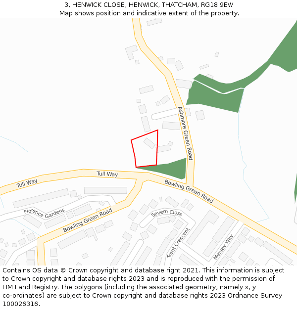 3, HENWICK CLOSE, HENWICK, THATCHAM, RG18 9EW: Location map and indicative extent of plot