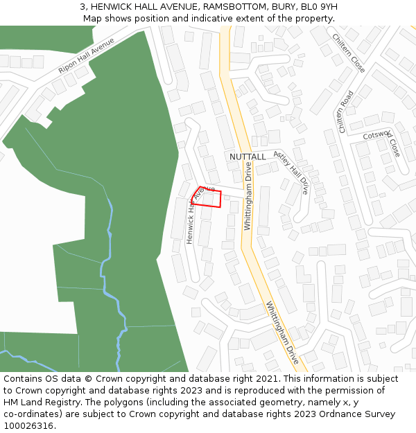 3, HENWICK HALL AVENUE, RAMSBOTTOM, BURY, BL0 9YH: Location map and indicative extent of plot