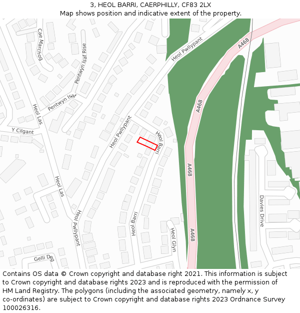 3, HEOL BARRI, CAERPHILLY, CF83 2LX: Location map and indicative extent of plot