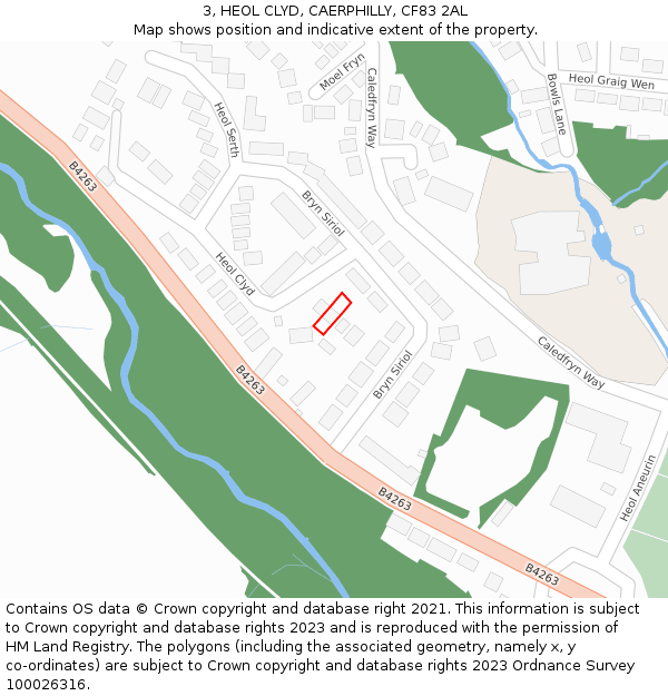 3, HEOL CLYD, CAERPHILLY, CF83 2AL: Location map and indicative extent of plot