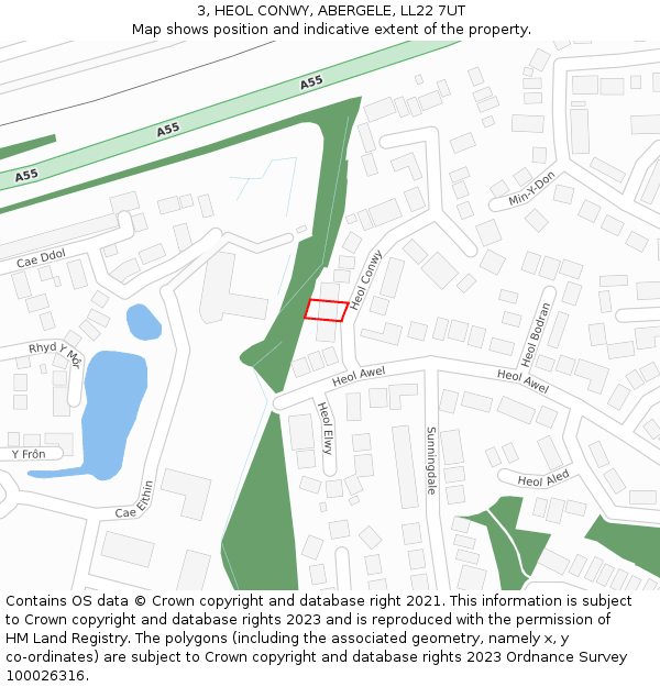 3, HEOL CONWY, ABERGELE, LL22 7UT: Location map and indicative extent of plot