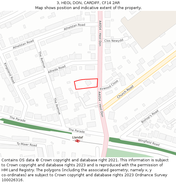 3, HEOL DON, CARDIFF, CF14 2AR: Location map and indicative extent of plot