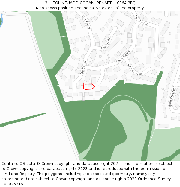 3, HEOL NEUADD COGAN, PENARTH, CF64 3RQ: Location map and indicative extent of plot