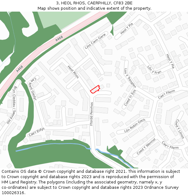 3, HEOL RHOS, CAERPHILLY, CF83 2BE: Location map and indicative extent of plot