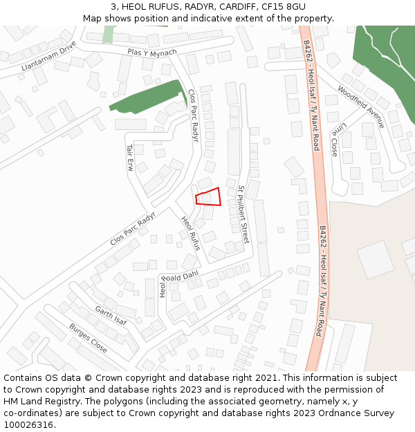 3, HEOL RUFUS, RADYR, CARDIFF, CF15 8GU: Location map and indicative extent of plot