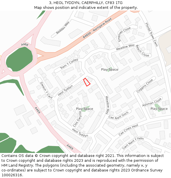 3, HEOL TYDDYN, CAERPHILLY, CF83 1TG: Location map and indicative extent of plot