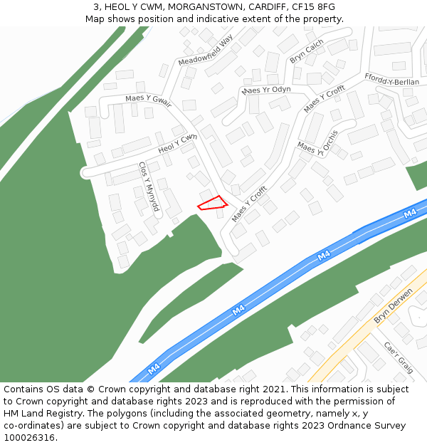 3, HEOL Y CWM, MORGANSTOWN, CARDIFF, CF15 8FG: Location map and indicative extent of plot