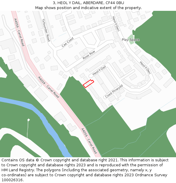 3, HEOL Y DAIL, ABERDARE, CF44 0BU: Location map and indicative extent of plot