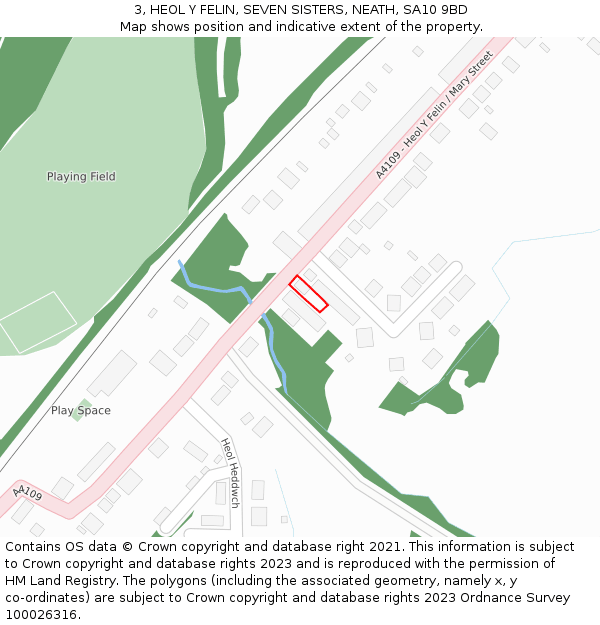 3, HEOL Y FELIN, SEVEN SISTERS, NEATH, SA10 9BD: Location map and indicative extent of plot