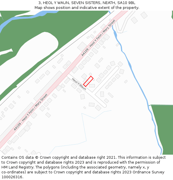 3, HEOL Y WAUN, SEVEN SISTERS, NEATH, SA10 9BL: Location map and indicative extent of plot