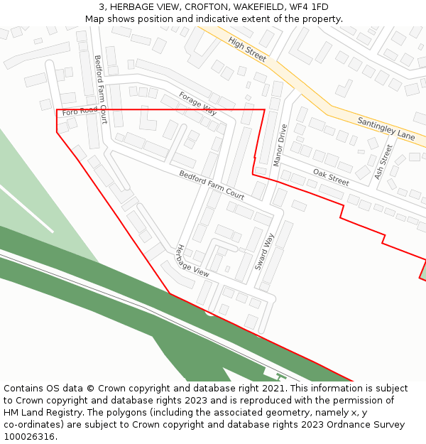 3, HERBAGE VIEW, CROFTON, WAKEFIELD, WF4 1FD: Location map and indicative extent of plot