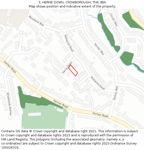 3, HERNE DOWN, CROWBOROUGH, TN6 3BA: Location map and indicative extent of plot