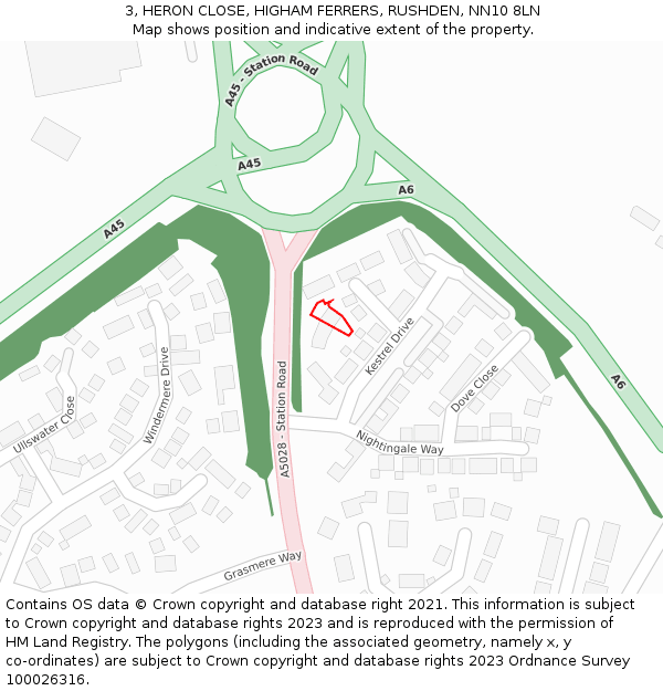 3, HERON CLOSE, HIGHAM FERRERS, RUSHDEN, NN10 8LN: Location map and indicative extent of plot