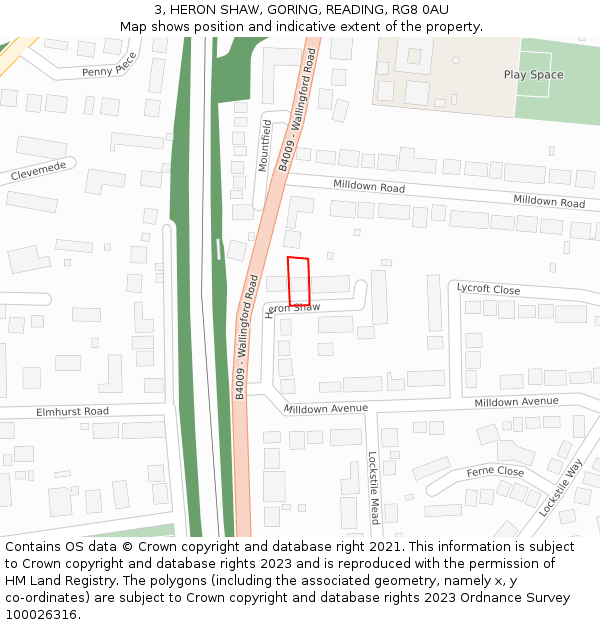 3, HERON SHAW, GORING, READING, RG8 0AU: Location map and indicative extent of plot
