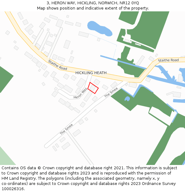 3, HERON WAY, HICKLING, NORWICH, NR12 0YQ: Location map and indicative extent of plot