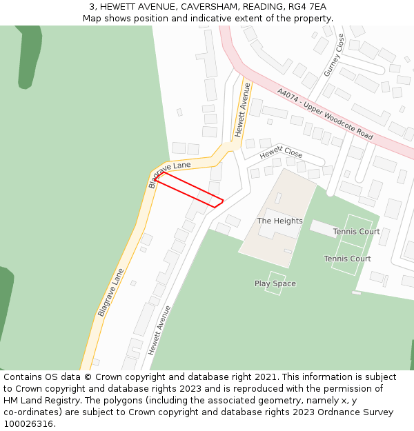 3, HEWETT AVENUE, CAVERSHAM, READING, RG4 7EA: Location map and indicative extent of plot