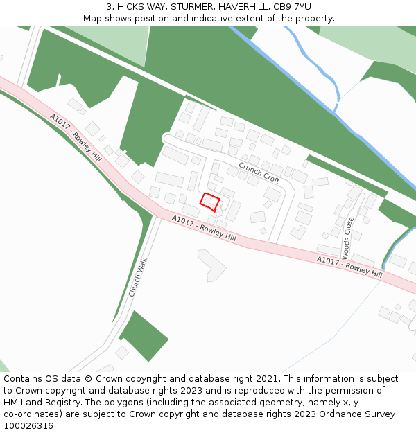 3, HICKS WAY, STURMER, HAVERHILL, CB9 7YU: Location map and indicative extent of plot