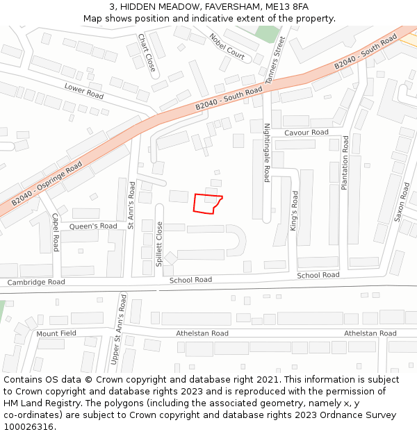 3, HIDDEN MEADOW, FAVERSHAM, ME13 8FA: Location map and indicative extent of plot