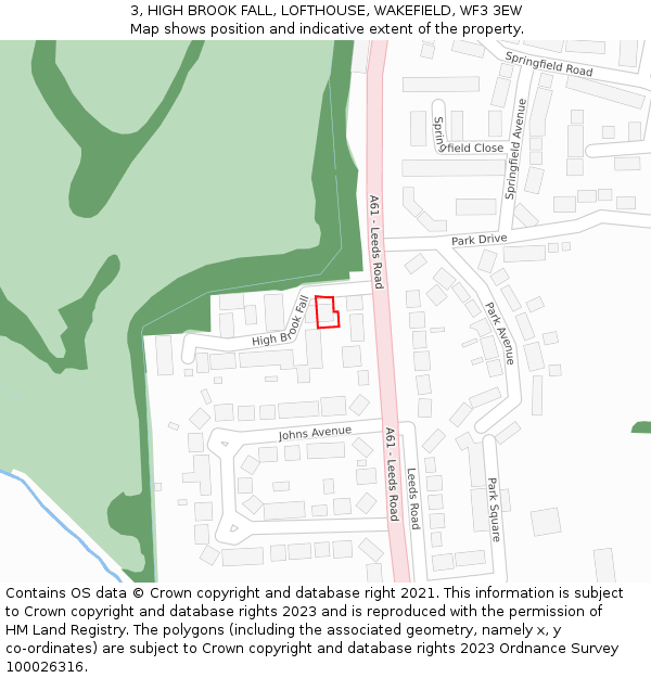 3, HIGH BROOK FALL, LOFTHOUSE, WAKEFIELD, WF3 3EW: Location map and indicative extent of plot