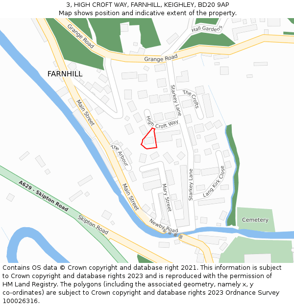 3, HIGH CROFT WAY, FARNHILL, KEIGHLEY, BD20 9AP: Location map and indicative extent of plot