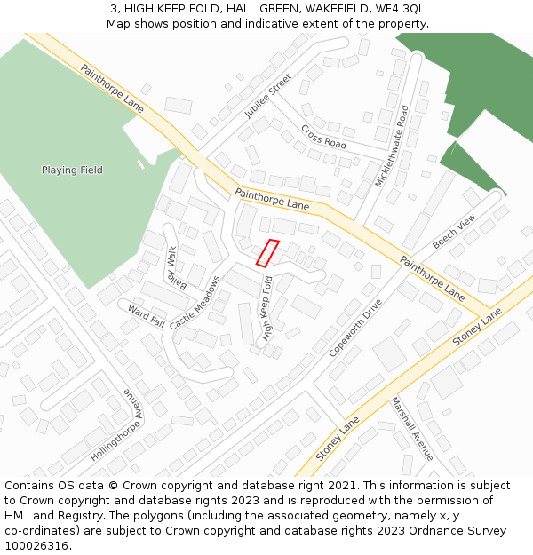 3, HIGH KEEP FOLD, HALL GREEN, WAKEFIELD, WF4 3QL: Location map and indicative extent of plot