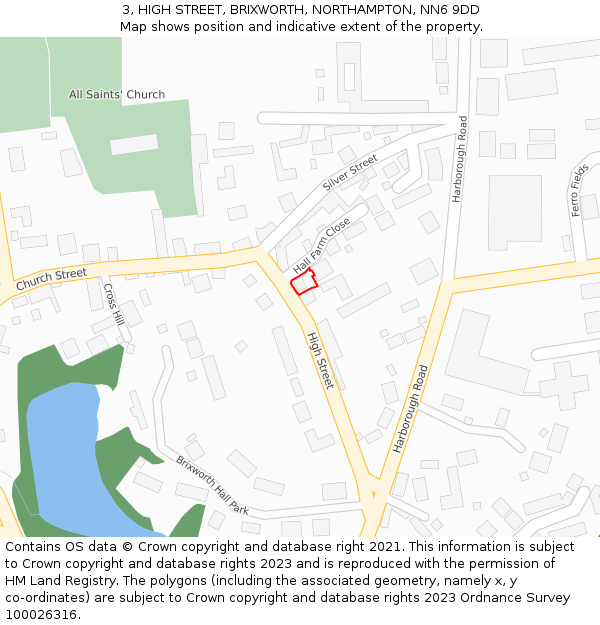 3, HIGH STREET, BRIXWORTH, NORTHAMPTON, NN6 9DD: Location map and indicative extent of plot