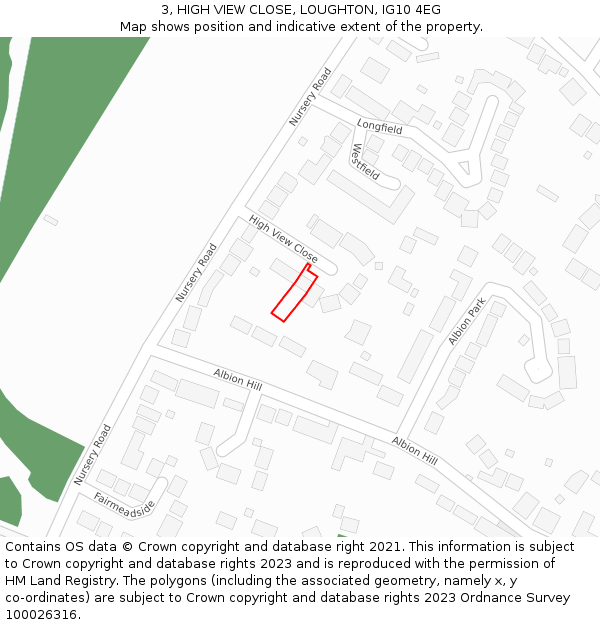 3, HIGH VIEW CLOSE, LOUGHTON, IG10 4EG: Location map and indicative extent of plot