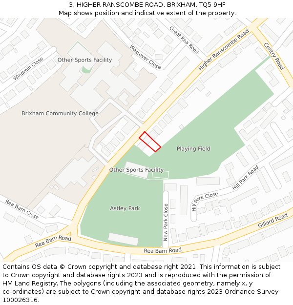 3, HIGHER RANSCOMBE ROAD, BRIXHAM, TQ5 9HF: Location map and indicative extent of plot