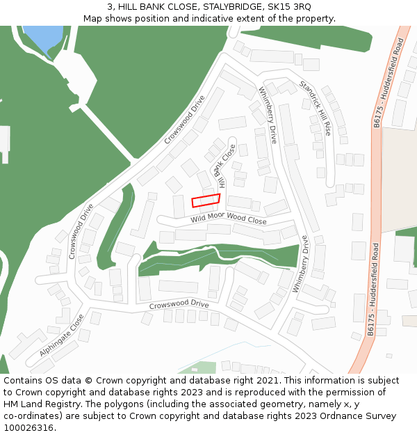 3, HILL BANK CLOSE, STALYBRIDGE, SK15 3RQ: Location map and indicative extent of plot