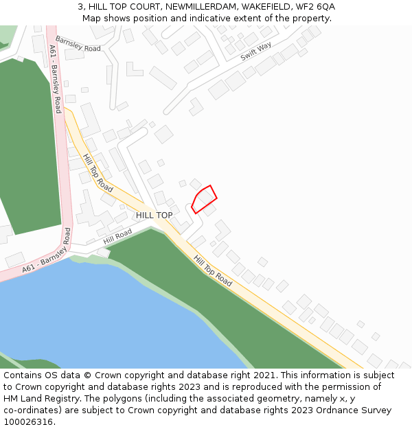 3, HILL TOP COURT, NEWMILLERDAM, WAKEFIELD, WF2 6QA: Location map and indicative extent of plot