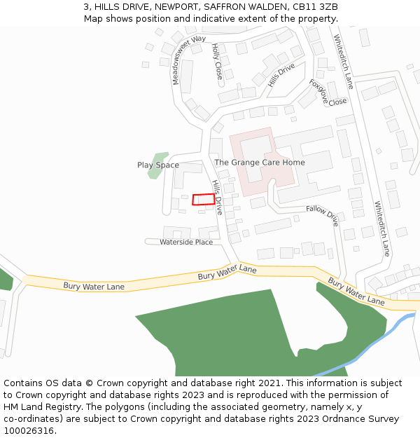 3, HILLS DRIVE, NEWPORT, SAFFRON WALDEN, CB11 3ZB: Location map and indicative extent of plot