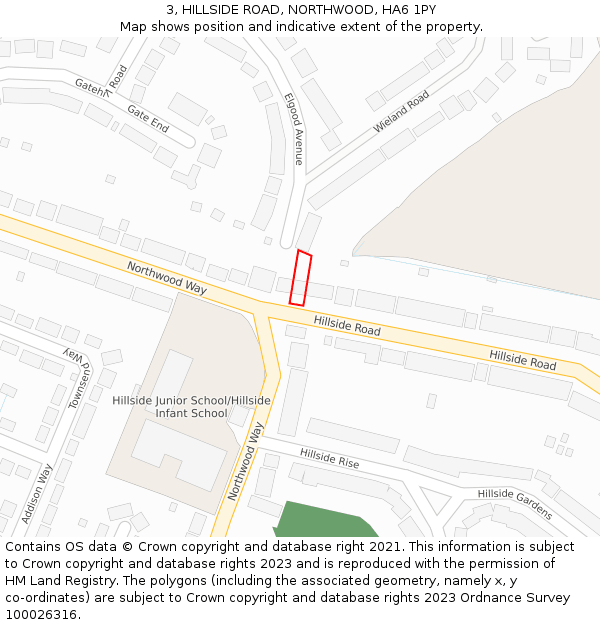 3, HILLSIDE ROAD, NORTHWOOD, HA6 1PY: Location map and indicative extent of plot