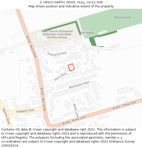 3, HINCH GARTH, ROOS, HULL, HU12 0HR: Location map and indicative extent of plot