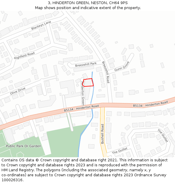 3, HINDERTON GREEN, NESTON, CH64 9PS: Location map and indicative extent of plot