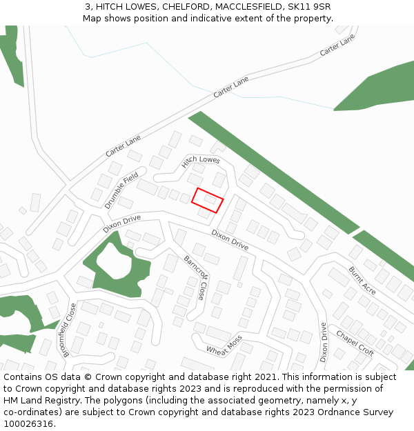 3, HITCH LOWES, CHELFORD, MACCLESFIELD, SK11 9SR: Location map and indicative extent of plot