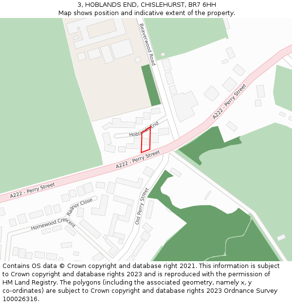 3, HOBLANDS END, CHISLEHURST, BR7 6HH: Location map and indicative extent of plot