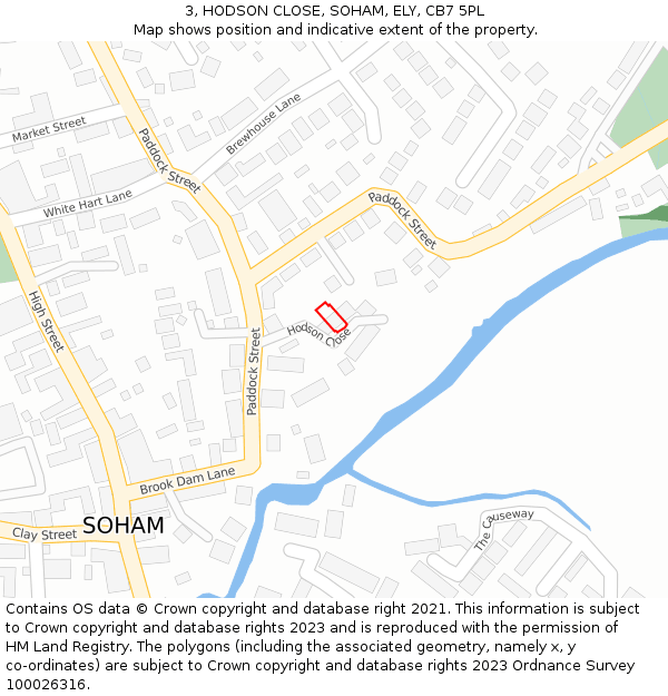 3, HODSON CLOSE, SOHAM, ELY, CB7 5PL: Location map and indicative extent of plot