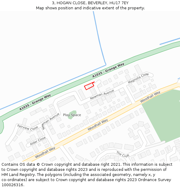 3, HOGAN CLOSE, BEVERLEY, HU17 7EY: Location map and indicative extent of plot