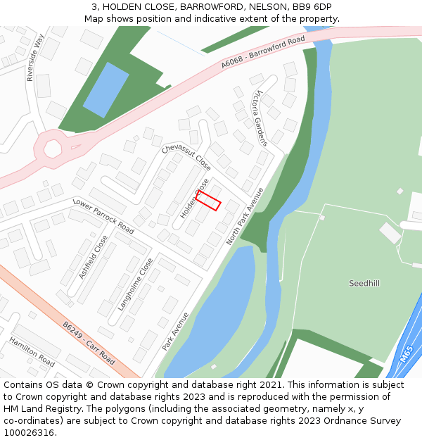 3, HOLDEN CLOSE, BARROWFORD, NELSON, BB9 6DP: Location map and indicative extent of plot