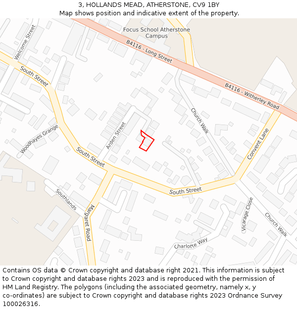 3, HOLLANDS MEAD, ATHERSTONE, CV9 1BY: Location map and indicative extent of plot