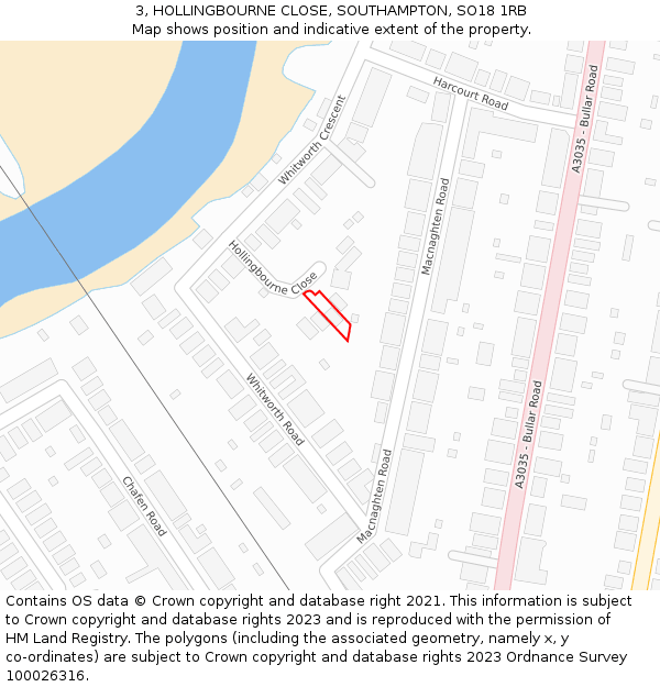 3, HOLLINGBOURNE CLOSE, SOUTHAMPTON, SO18 1RB: Location map and indicative extent of plot
