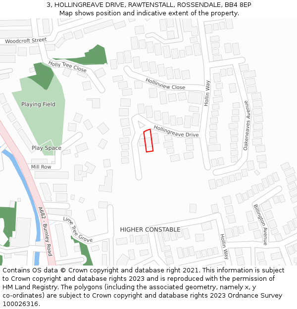 3, HOLLINGREAVE DRIVE, RAWTENSTALL, ROSSENDALE, BB4 8EP: Location map and indicative extent of plot
