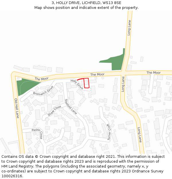 3, HOLLY DRIVE, LICHFIELD, WS13 8SE: Location map and indicative extent of plot