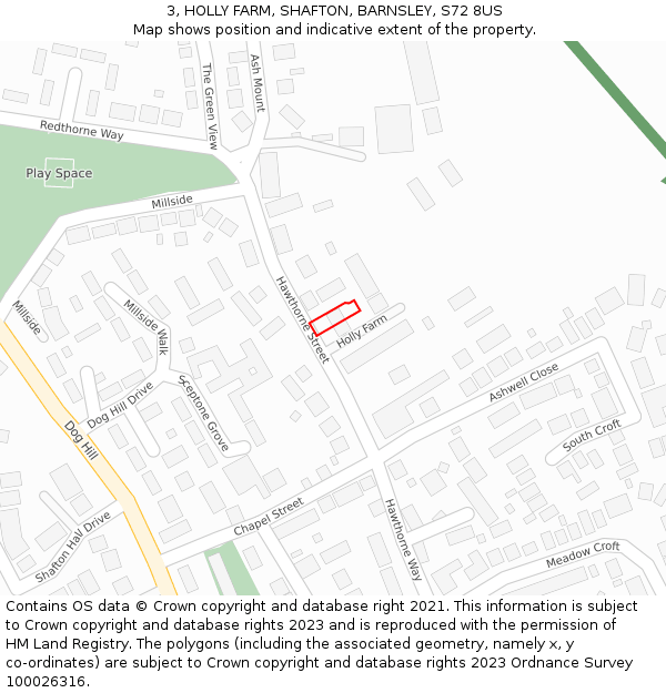 3, HOLLY FARM, SHAFTON, BARNSLEY, S72 8US: Location map and indicative extent of plot