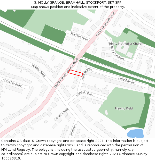 3, HOLLY GRANGE, BRAMHALL, STOCKPORT, SK7 3PP: Location map and indicative extent of plot