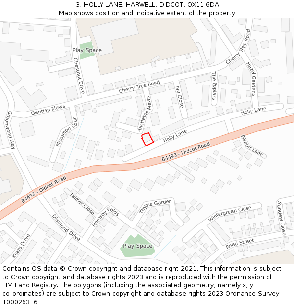 3, HOLLY LANE, HARWELL, DIDCOT, OX11 6DA: Location map and indicative extent of plot