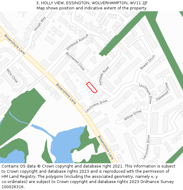 3, HOLLY VIEW, ESSINGTON, WOLVERHAMPTON, WV11 2JF: Location map and indicative extent of plot