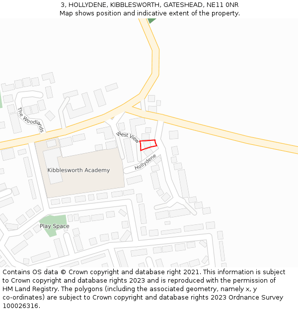 3, HOLLYDENE, KIBBLESWORTH, GATESHEAD, NE11 0NR: Location map and indicative extent of plot